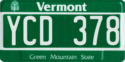 VT license plate YCD378