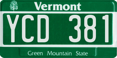 VT license plate YCD381