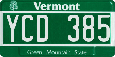 VT license plate YCD385