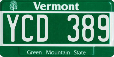 VT license plate YCD389