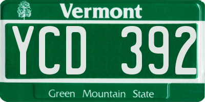 VT license plate YCD392
