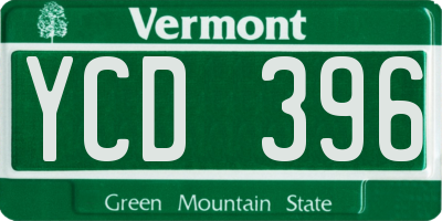 VT license plate YCD396