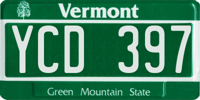 VT license plate YCD397