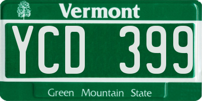 VT license plate YCD399