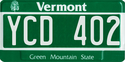 VT license plate YCD402