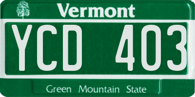 VT license plate YCD403