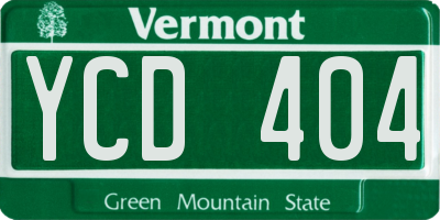 VT license plate YCD404