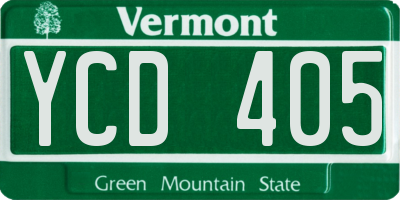 VT license plate YCD405