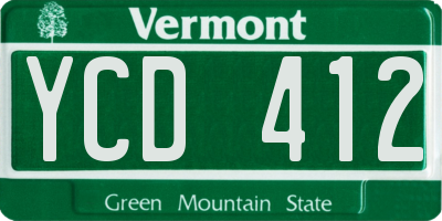 VT license plate YCD412