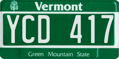 VT license plate YCD417