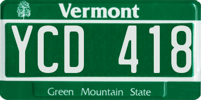 VT license plate YCD418