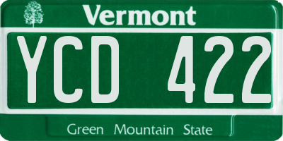 VT license plate YCD422