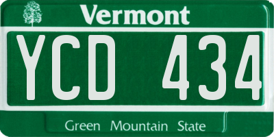 VT license plate YCD434