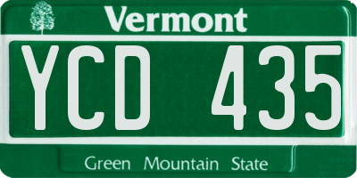 VT license plate YCD435