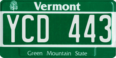 VT license plate YCD443