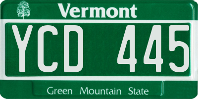 VT license plate YCD445
