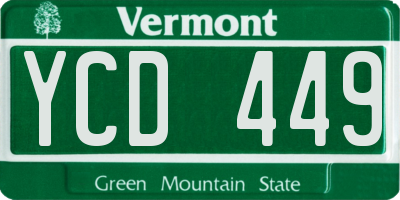 VT license plate YCD449
