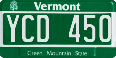VT license plate YCD450
