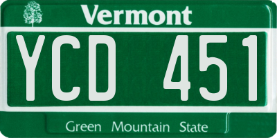 VT license plate YCD451