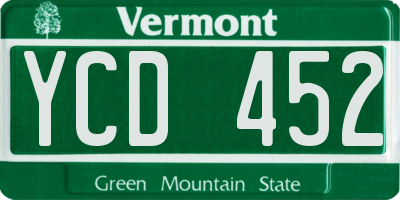 VT license plate YCD452