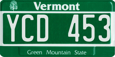 VT license plate YCD453