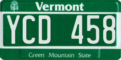 VT license plate YCD458