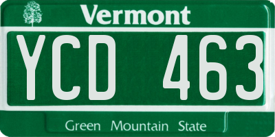 VT license plate YCD463