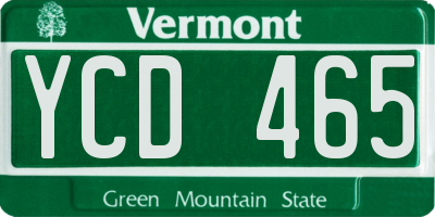 VT license plate YCD465
