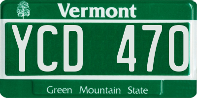 VT license plate YCD470