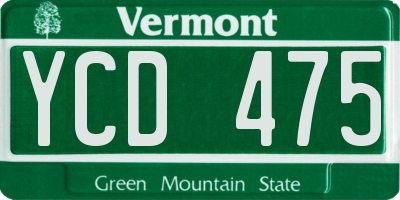 VT license plate YCD475