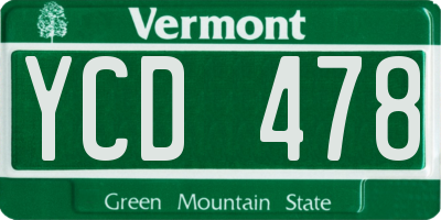 VT license plate YCD478