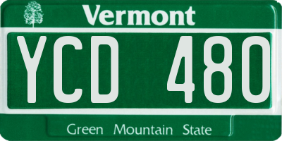 VT license plate YCD480