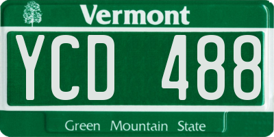 VT license plate YCD488