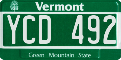 VT license plate YCD492