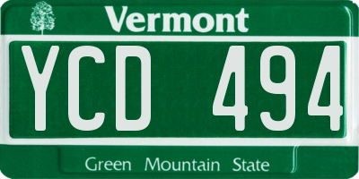 VT license plate YCD494