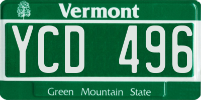 VT license plate YCD496