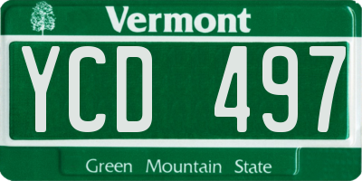 VT license plate YCD497