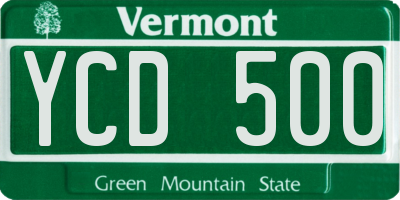 VT license plate YCD500