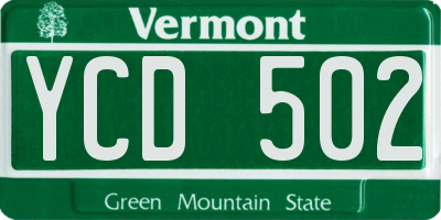 VT license plate YCD502
