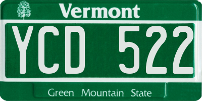 VT license plate YCD522