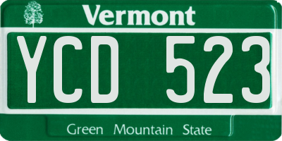 VT license plate YCD523
