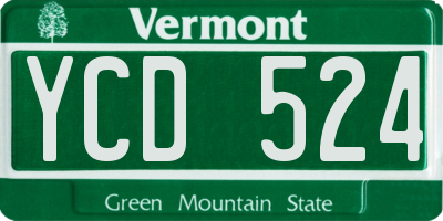 VT license plate YCD524