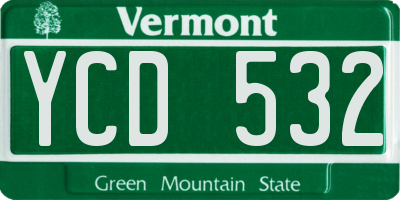 VT license plate YCD532