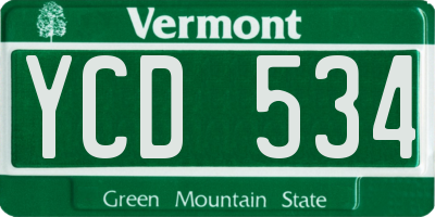 VT license plate YCD534