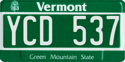VT license plate YCD537