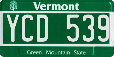 VT license plate YCD539