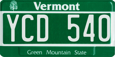 VT license plate YCD540