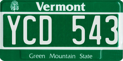 VT license plate YCD543