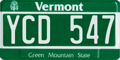 VT license plate YCD547