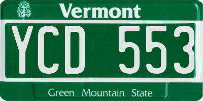 VT license plate YCD553